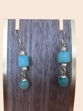 14KGP Jade Beaded Dangle Earrings - Unbranded
